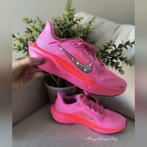 Bling Nike Pegasus 41 Women's Vibrant Pink Athletic Shoes Customized